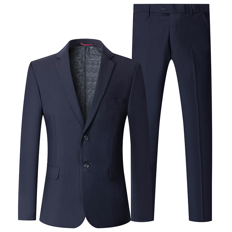 

Men's suit blazer wedding groom prom fashion handsome 2 piece coat pant shirt suits, Navy blue