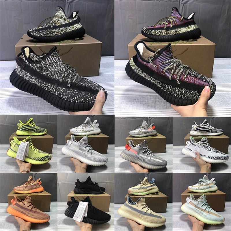 

With Box receipt top quality yecheil reflective Gid Glow Lundmark True Form Kanye Mens women shoes Clay Black Running Shoes, Black bred