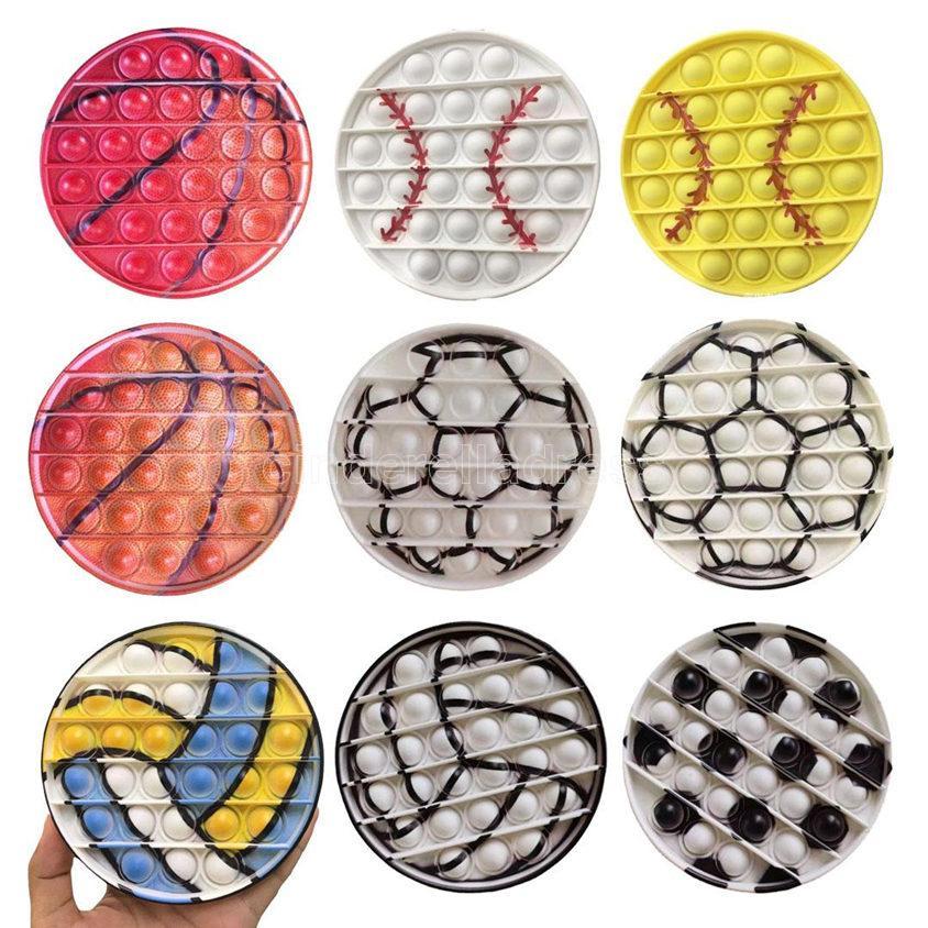 

US stock Sports Baseball Push Silicon Toy Cell Phone Straps Sensory Bubbles Simple Dimples Fidget Board Children Focus Toys Adults Decompression CT10