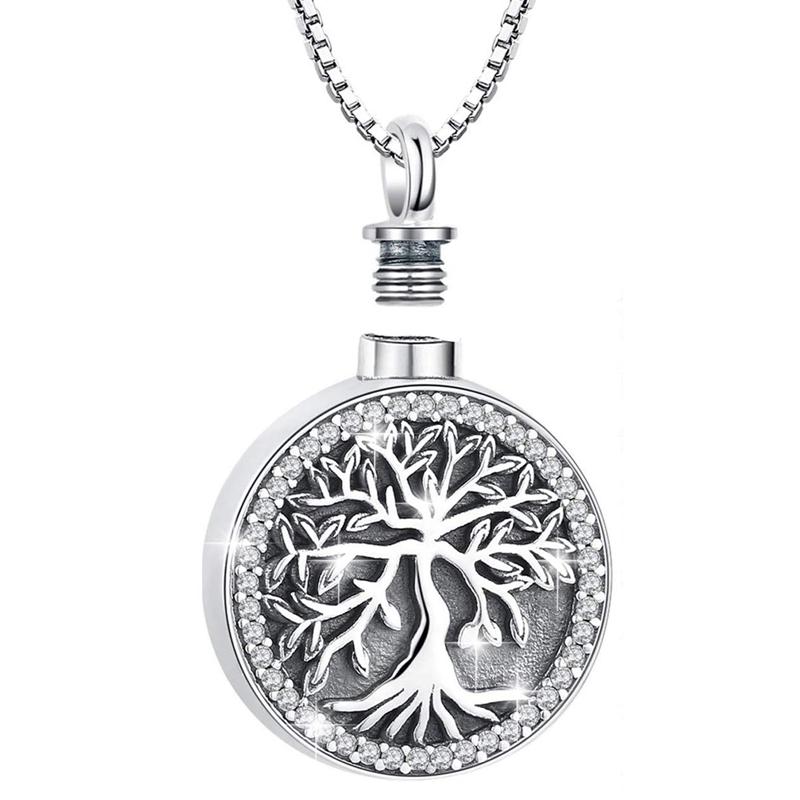 

Pendant Necklaces 1PC Tree Cremation Jewelry For Ashes, Urn Necklace Women, Silver