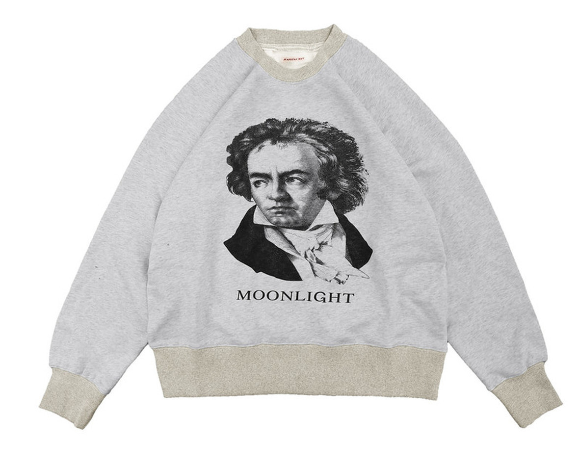 

2021 New Heavy Fabric Kapital Beethoven Moon Light Sweatshirts Men Women Crewneck Fashion Hooded Pullovers Bwef