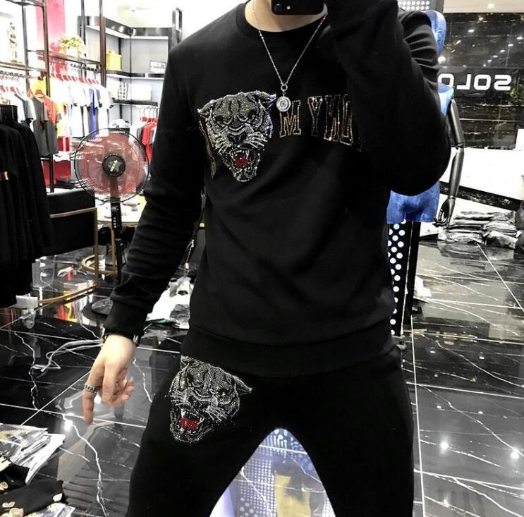 

2021 New Brand Rhinestone Hoodies Plus Size M-5xl Long Sleeve Men's Sweatshirt Fashion 100% Cotton F9pf, Only top