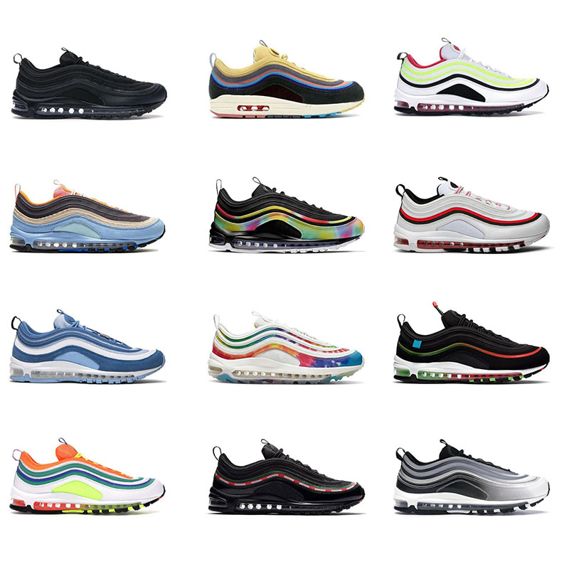 

vNew 97 Running Shoes for Mens Womens 97s Reflective Bred Court Purple MSCHF INRI Jesus Trainers Sneakers WITH SOCKS AND TAGS