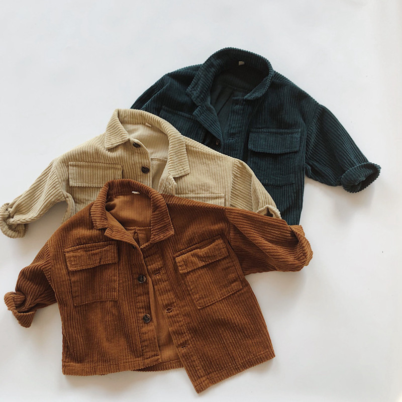 

New 2021 Spring Baby Clothes Solid Corduroy Kids Boys Jacket Children Outerwear 3 Colors 80-130 51ql, Brown