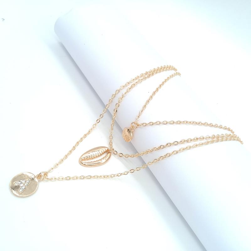 

Pendant Necklaces Multilayer Chain Round Shaped Letter Necklace Choker Jewelry Gift For, Silver