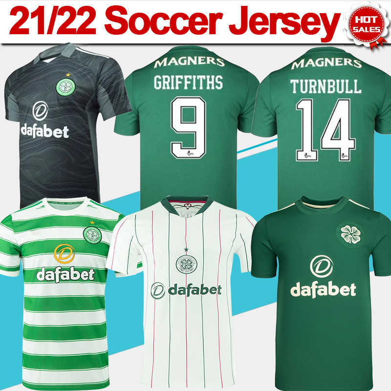 

21/22 Celtic Soccer Jersey Home #8 KYOGO EDOUARD ELYOUNOUSSI GRIFFITHS Away Green Soccer Shirt Men Third White 2021 2022 Goalkeeper Football, Black
