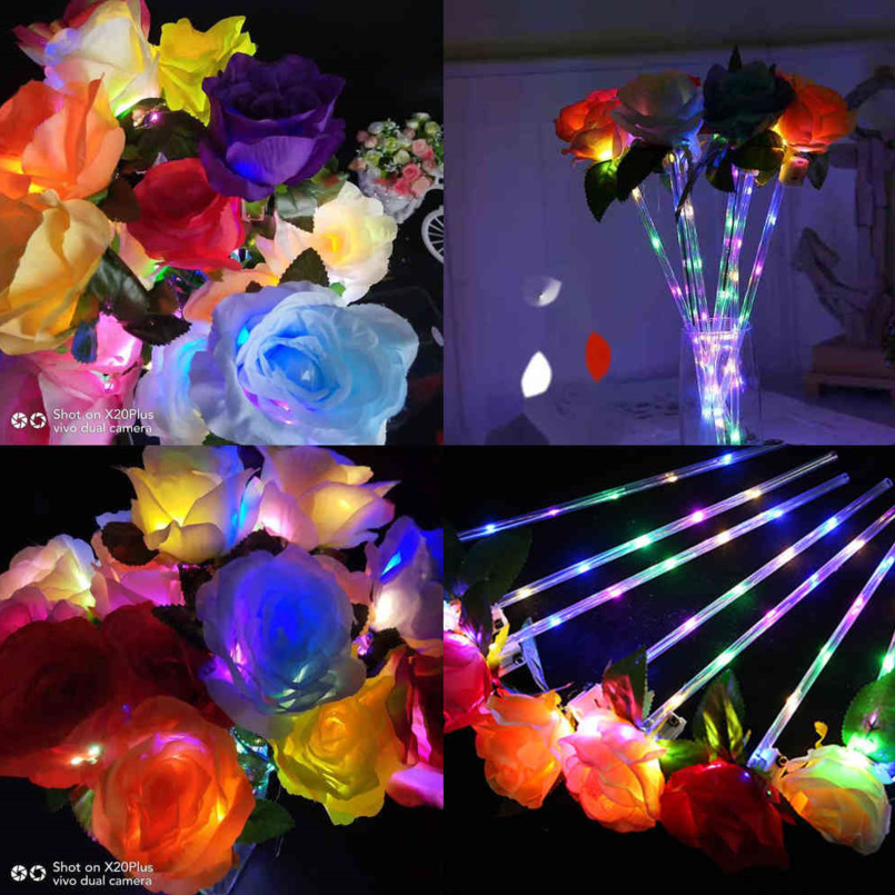 

20PCS/DH LED Rose Bouquet Luminous Tik Tok Artificial Flower Night Lights String Wedding Valentine's Day Propose Party Dinner Decor Gift Fake Roses G61NHL0