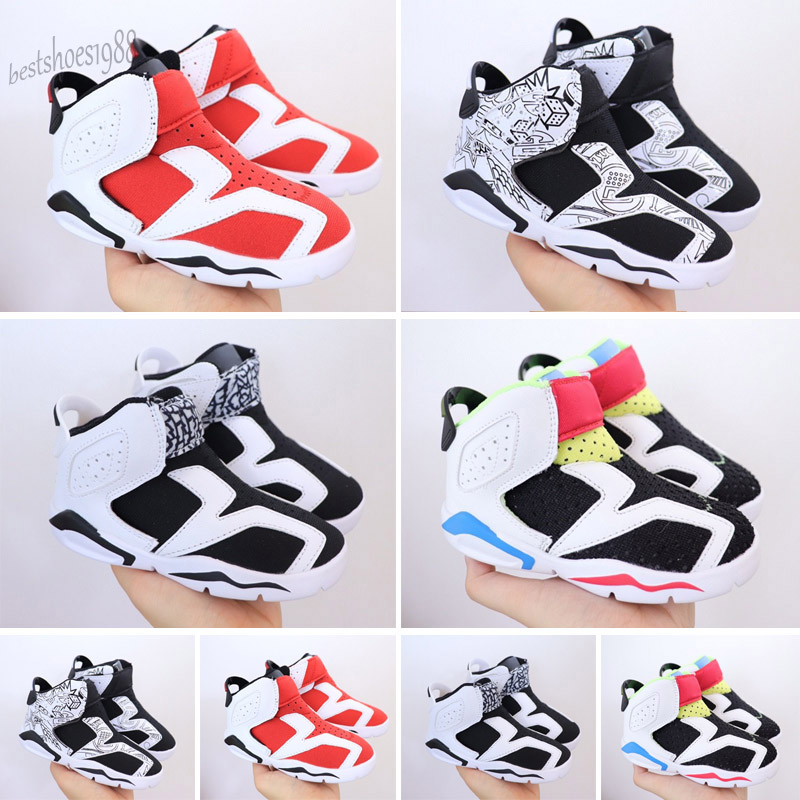 

Toddler Shoes Black Still Blue Yellow Floral Infrared J6S VI 6 Kids Basketball Shoe Green Abyss Medium Olive Children TS Sports Kicks, Color 1