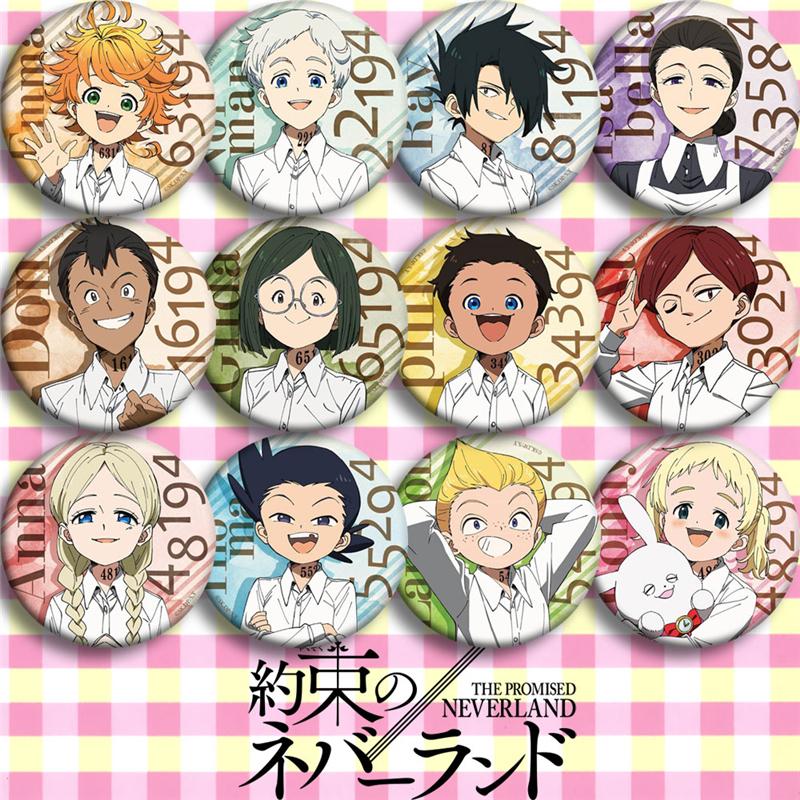 

Pins, Brooches 12PCS Anime Japan Cartoon The Promised Neverland Cosplay Badge Yakusoku No Emma Brooch Pins Backpacks Button Gift