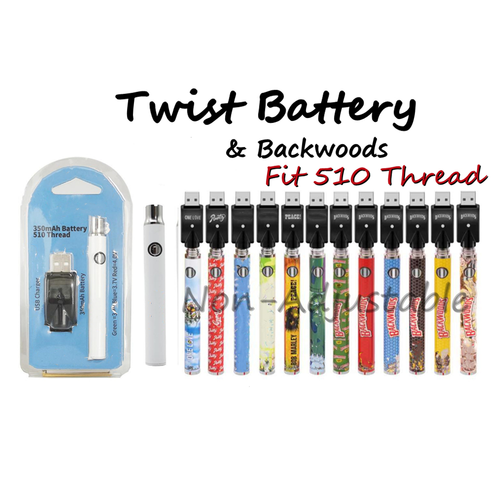 

Backwoods Twist Battery 1100mAh 350mah USB Chargers Blister Kits Individual Package Multi Colors Variable Voltage Battries Fit 510 Thread Adjustable