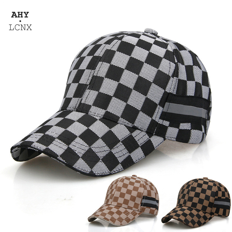 

New Fashion Korean Mens Baseball Cap Plaid Cotton Hat For Men Women Bone Gorras Snapback Hats Casual Dad Caps Outdoor Sun Cap, Blue;gray
