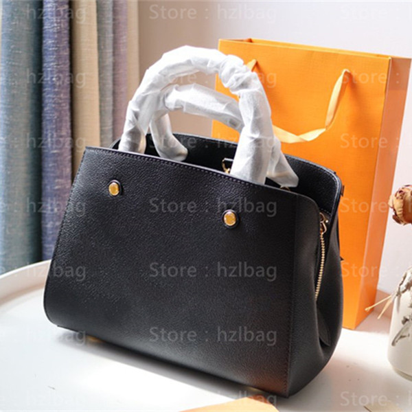 

Women Luxurys Designers Bags M45489 Tourterelle Gray/Cream Business Shopping Bag Embossed Leather M45778 Black/Beige Montaigne BB handbag, Color 01