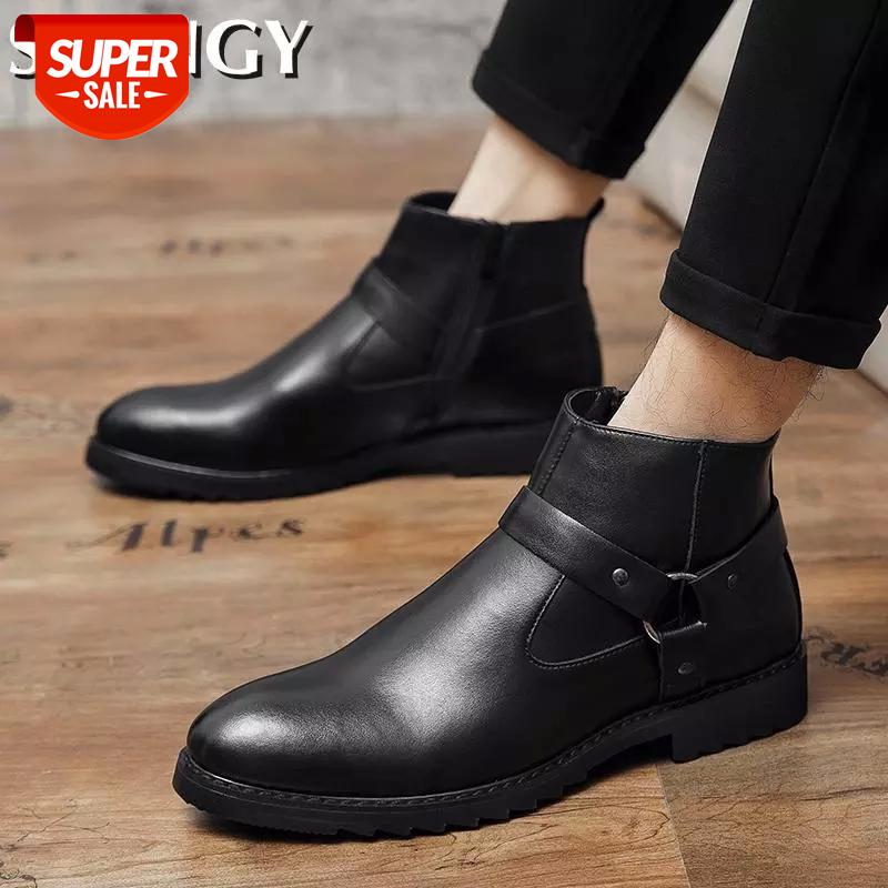 

Autumn Men Boots Solid Color Cross-Tied Slip-On Classic Comfortable Casual Men's Ankle Boots Outdoor Males Shoes Plus 48 Sizes #dl4e