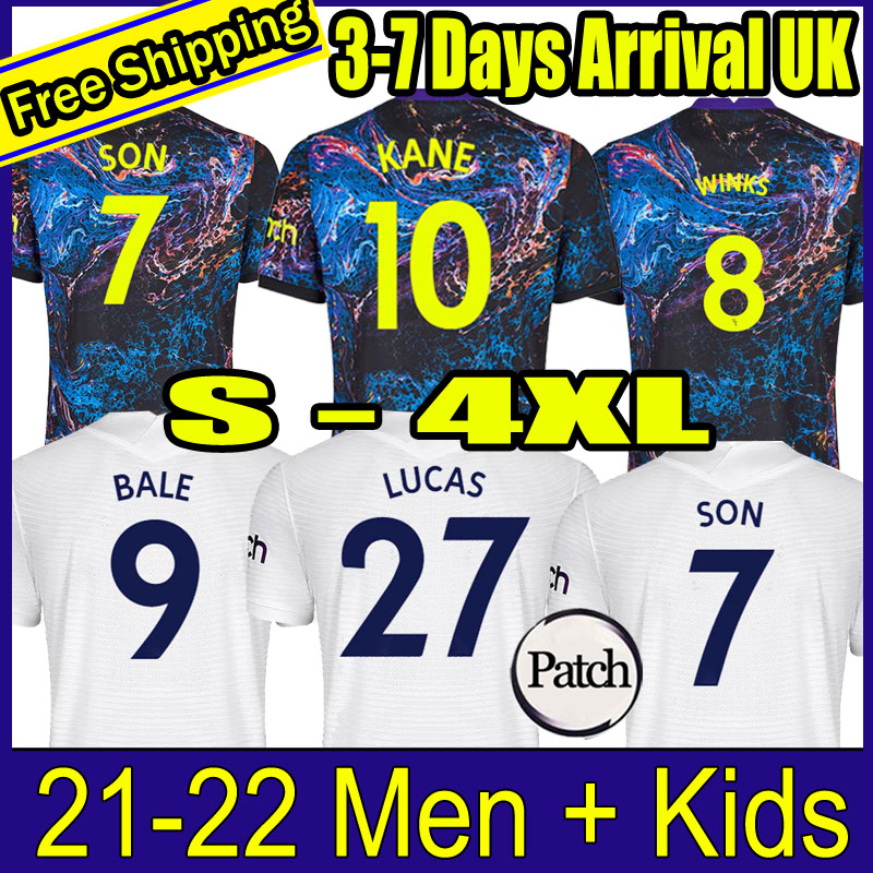 

21 22 Tottenham SON soccer jersey DELE KANE CLARKE NDOMBELE REGUILON HOJBJERG BERGWIJN LO CELSO SPURS LUCAS football shirt 2021 2022 men + kids kit uniforms, 21-22 kids