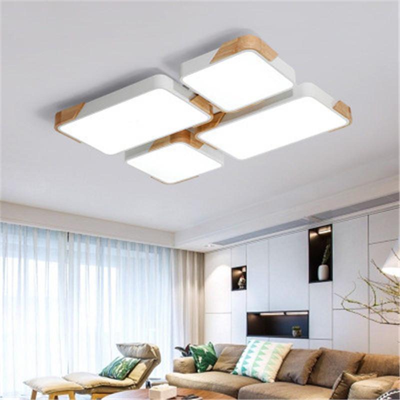 

Ceiling Lights Nordic Living Room Lamp Rectangular Wrought Iron LED Bedroom Atmosphere Personality Log Hall Restaurant Lamps