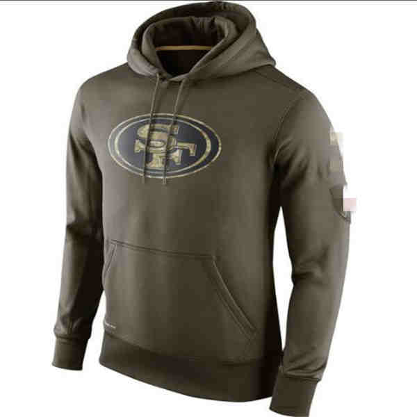

Men Women Youth San Francisco Hot style 49er Hoodies Authentic Sweatshirt Vintage Olive Salute To Service KO Performance Hoodie