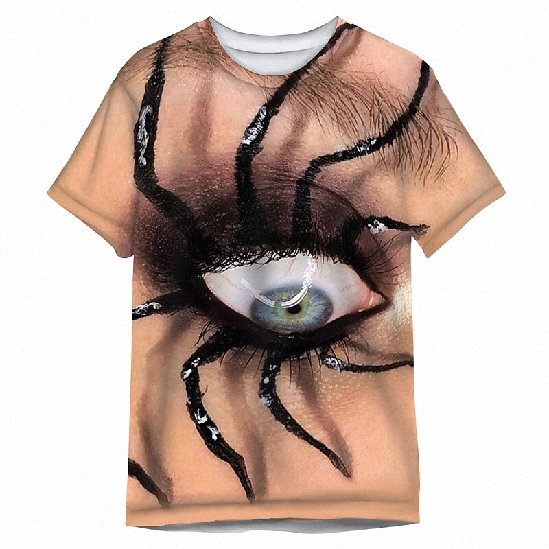 Men's T shirt 3D Print Graphic Eye Crew Neck Daily Sports Print Short Sleeve Tops Casual Classic Designer Big and Tall Khaki o2EU#