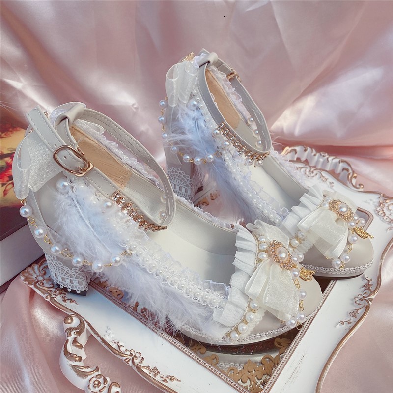 

Sweet Girls of the Female Princesses High Heels Eight in Beautiful Japanese Tea Anime Lolita Women's Shoes Cosplay Bowknot Lace 1vm4