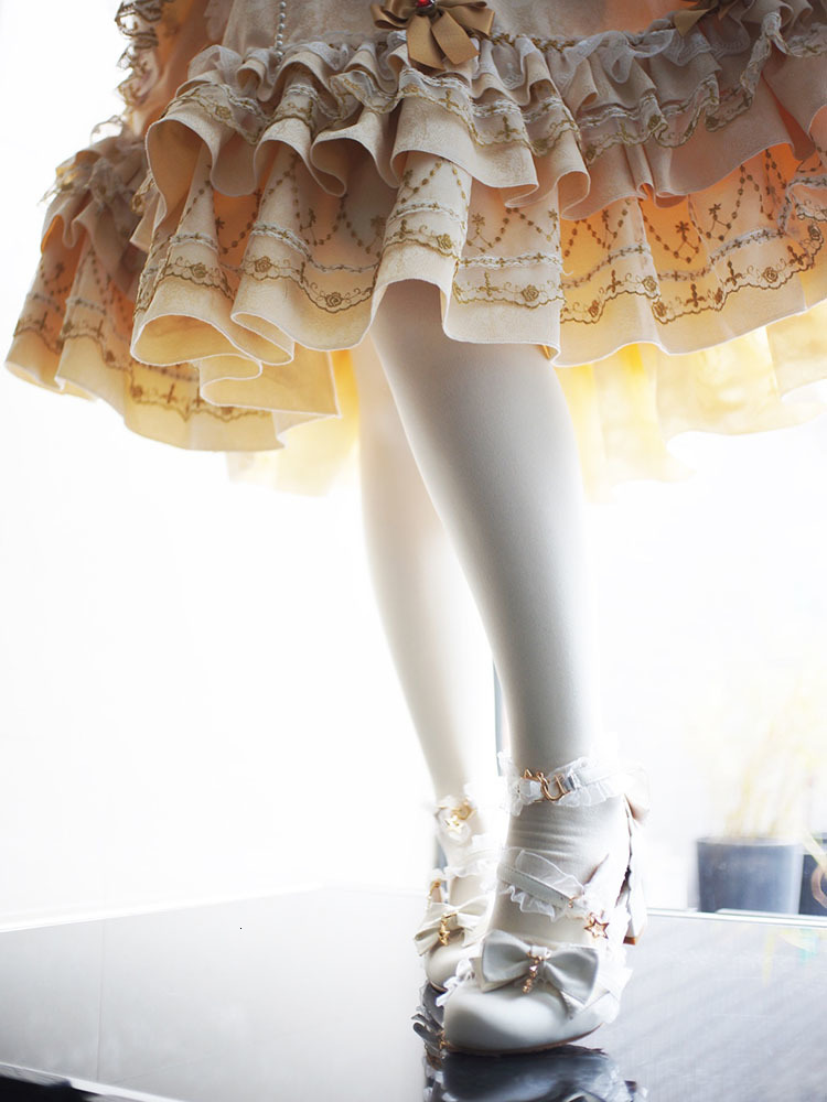 

Jumping Meades Four Inches Student Lady Bowknot Buckle Female Lace Sweet Anime Cosplay Moon Lolita Shoes P3ep