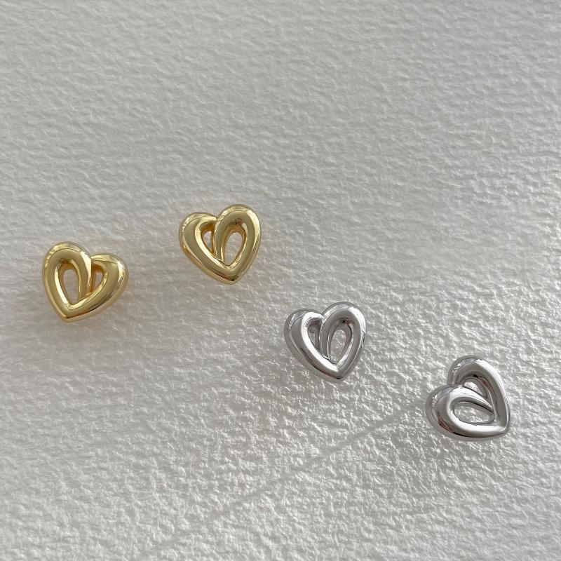 

Stud Cookie Love Earrings Female S925 Sterling Silver 2022 Trendy Niche Design Simplicity Year Gift, Golden;silver