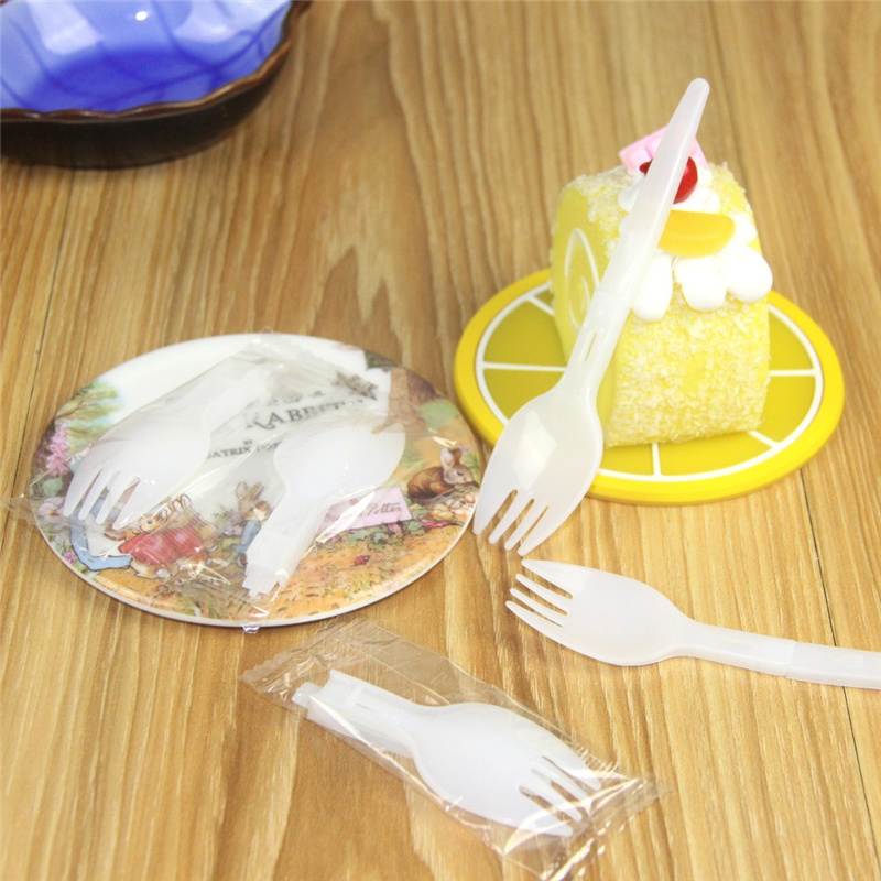 

2000Pcs/Lot OPP Packing Disposable Plastic Scoop Folding Fork Spoon Dessert Salad Spoon Ice Sream Fork Scoop Wholesale