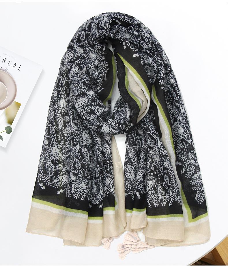 

Scarves 2021 Fashion Soft Vintage Flower Print Tassel Scarf Shawls Long Floral Paisley Pattern Hijab Wrap 3 Color