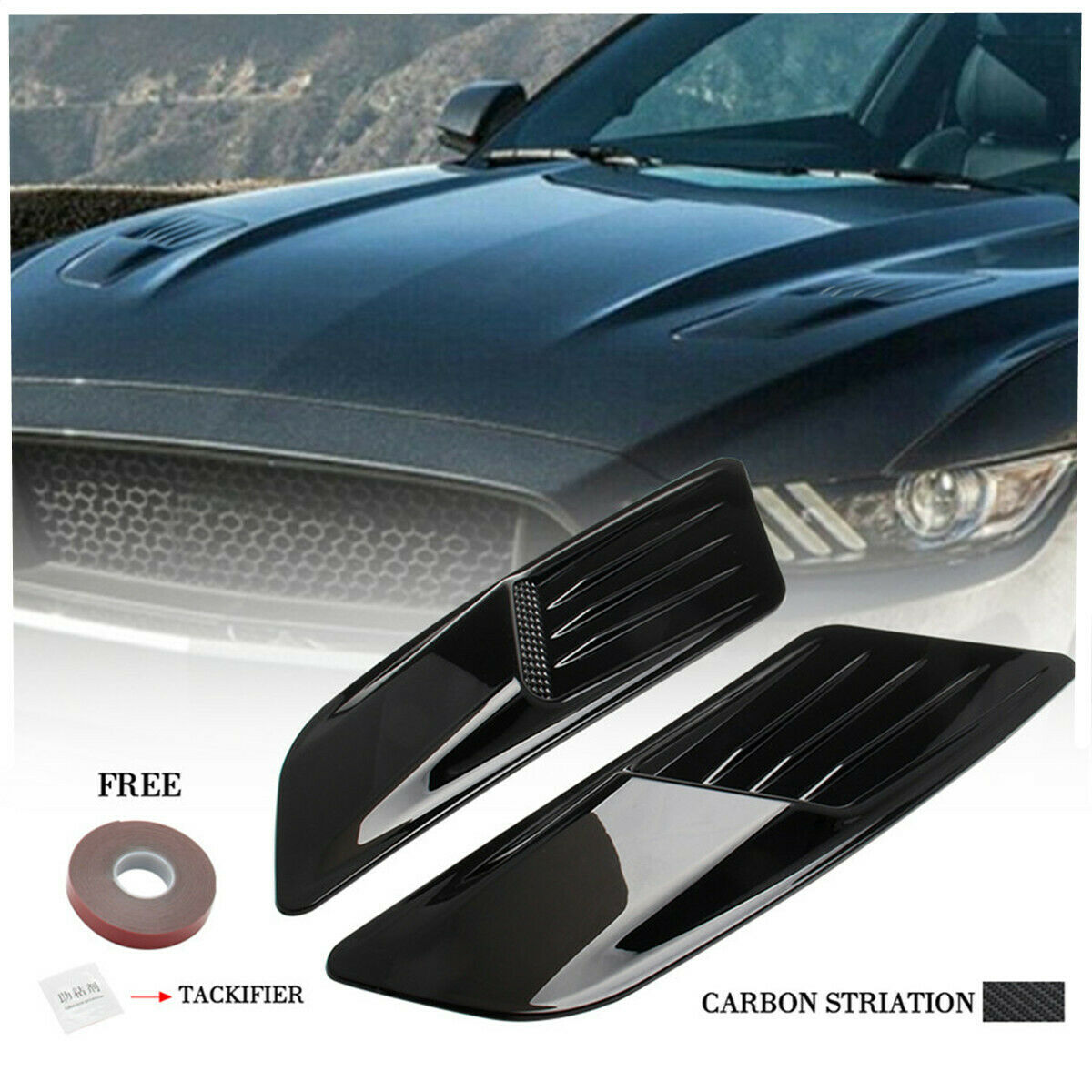 

2PC Carbon Fiber Look Car Air Flow Intake Hood Trim Vent Bonnet Cover Universal