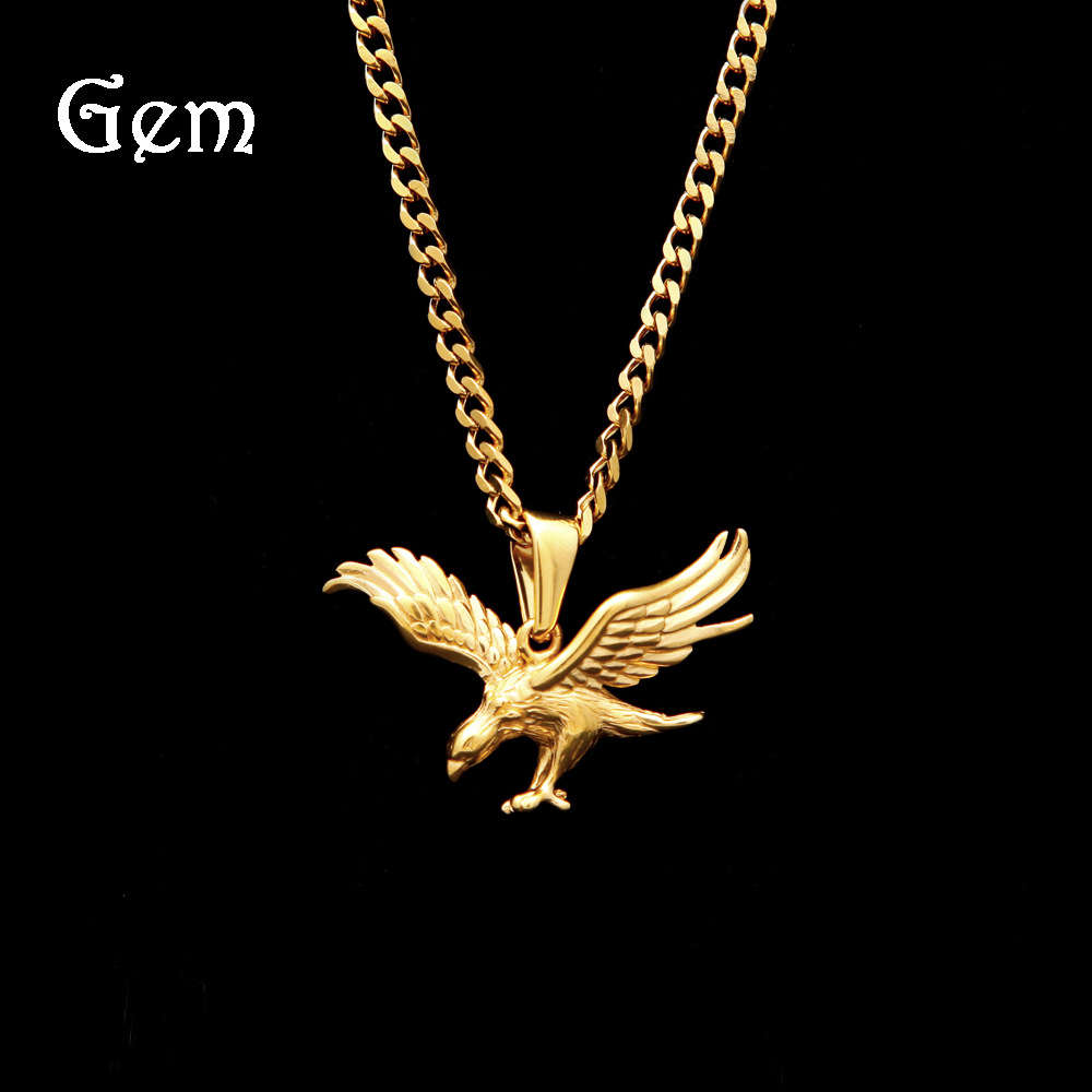 

Hip hop men's stainless steel vacuum gold plated Mirs wings Eagle Pendant
