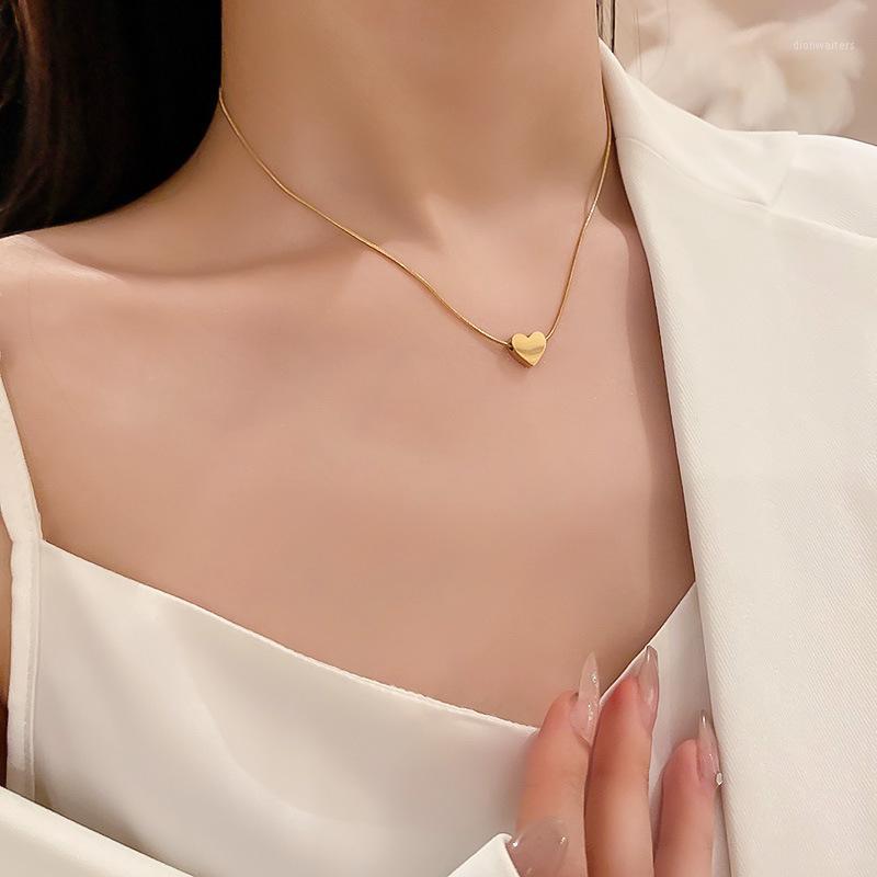 

Chains South Korea Design Titanium Steel Love Necklace Choker Chain Collarbone INS Small Minimalist Cold Wind