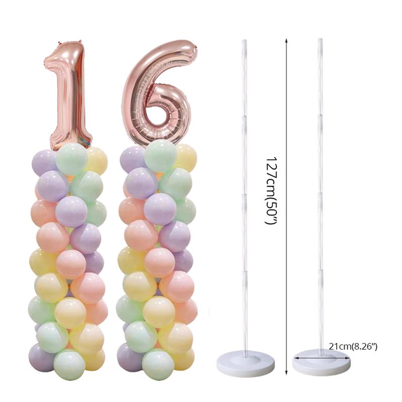 

Party Decoration 2Sets Adult Kids Birthday Balloon Column Stand Wedding Arch Baby Shower 100pcs Latex Globos For Number Ballons