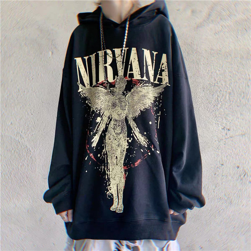 

2021 New Black Angel Tops Streetwear Funny Autumn Male Harajuku Pullover Sweatshirts Korean Hoody Fashion Oversized Punk Hoodie T042