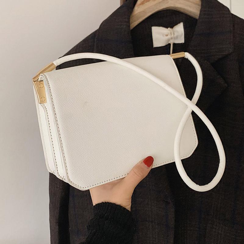

S.IKRR 2021 Women Shoulder Bag Leather Handbags Shopper Brief Flap Women's Casual Purse Crossbody Bags Brand Designer For Women, White