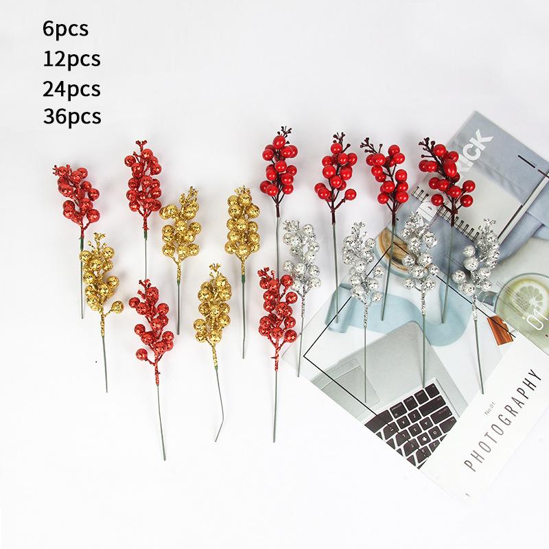

Christmas Decorations 6/12/24/36PCS Small Berries Simulation Floral Home Party Plastic DIY Decorative Accessories
