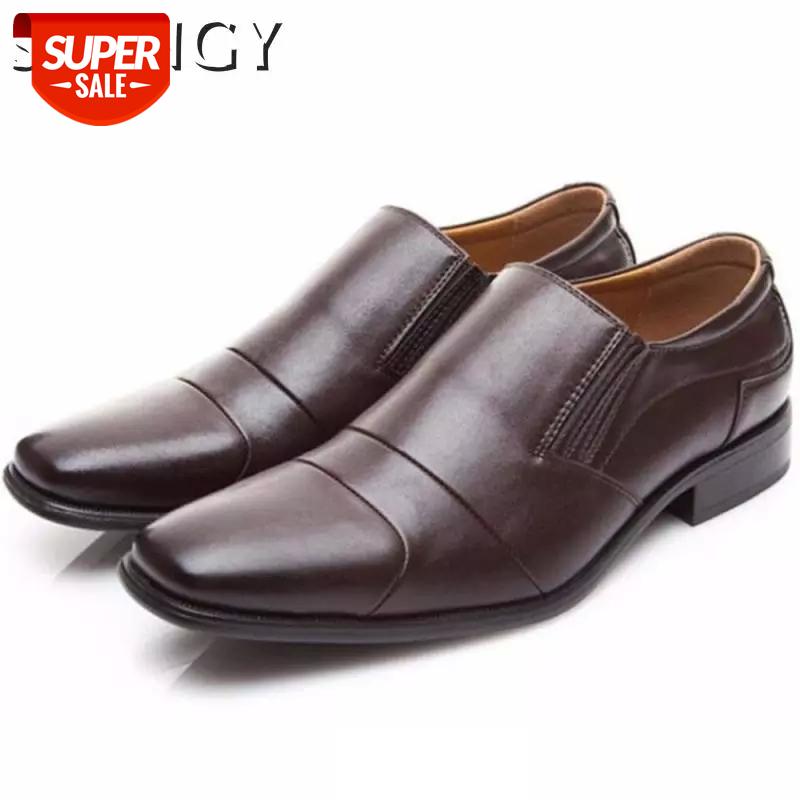 

New Style Men's Shoes Square Toe European Leather Shoes Loafers Stitching Anti-Skid Outdoor Business Males #1E6Q