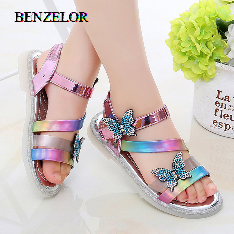

Children Sandals For Girls Kids Shoes Fashion Rhinestone Butterfly Summer Sandal Slippers Child Sandles Sandalias Chaussure, Gold