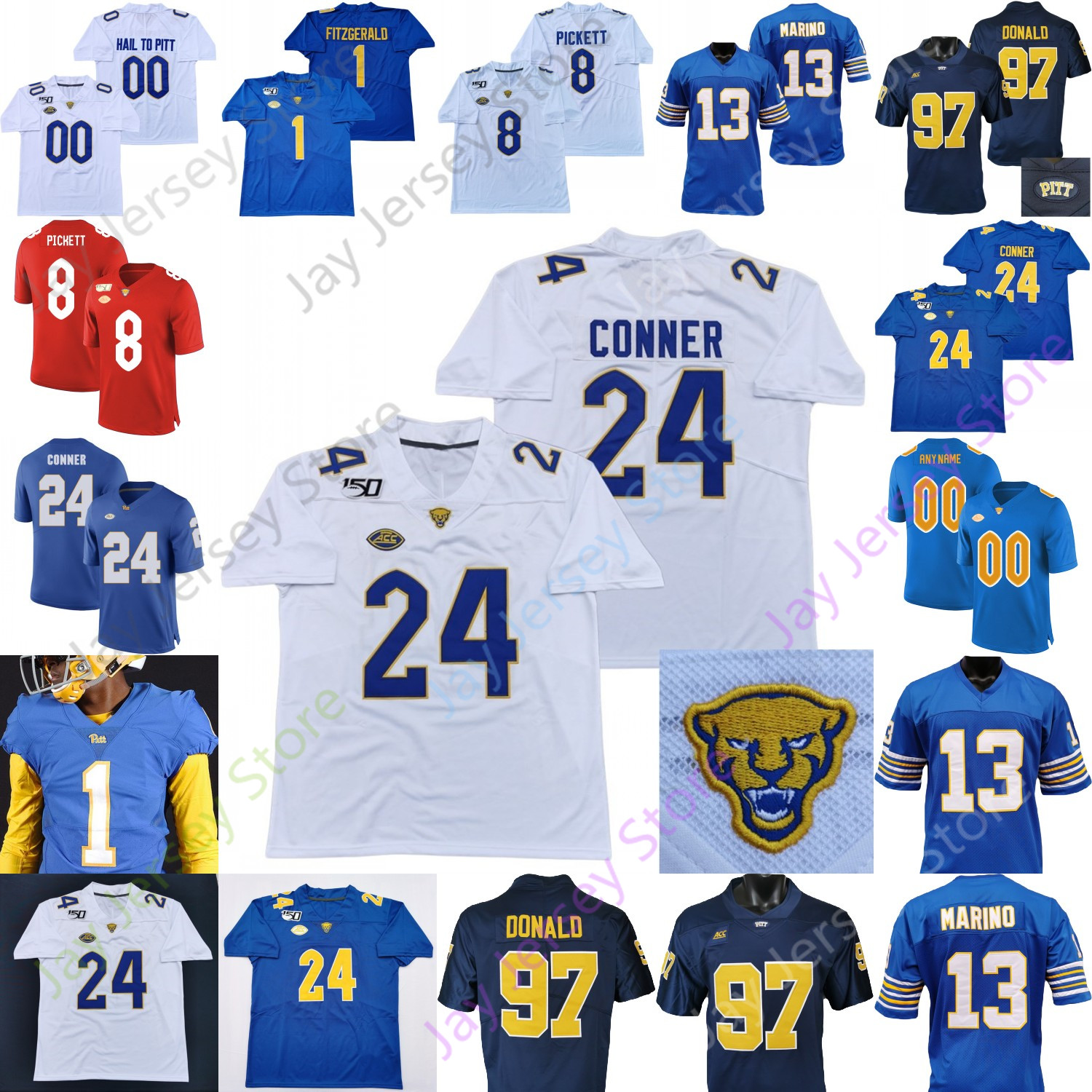 

Pittsburgh Football Jersey NCAA College Aaron Donald Kenny Pickett Davis Abanikanda Rodney Hammond Jr. Lucas Krull Jared Wayne Addison John Petrishen, White i