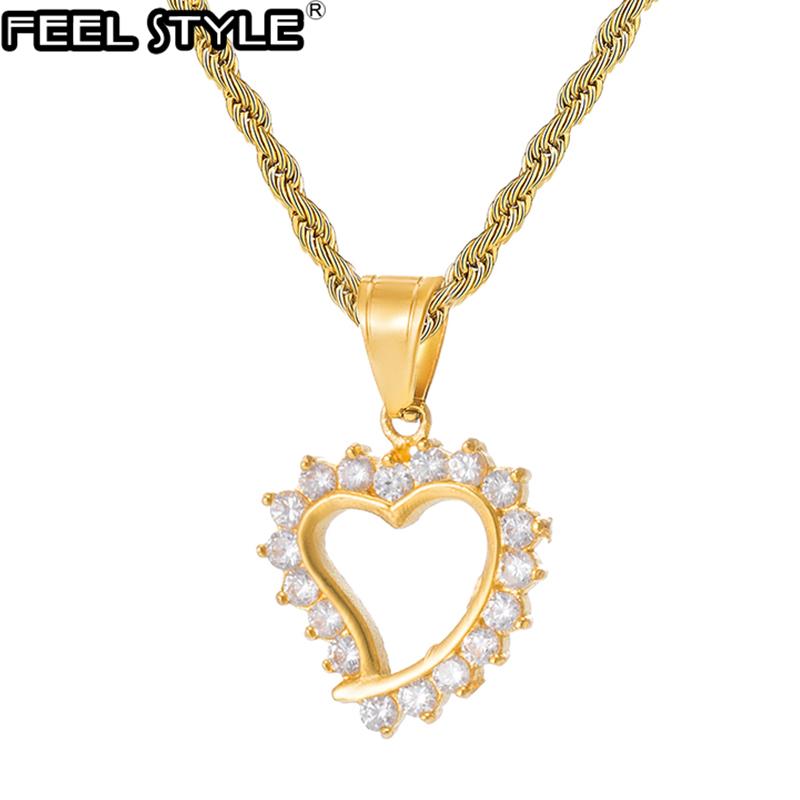 

Pendant Necklaces Iced Out Bling Love Paved Rhinestoned Stainless Steel Necklace & Pendants For Men Hip Hop Jewelry