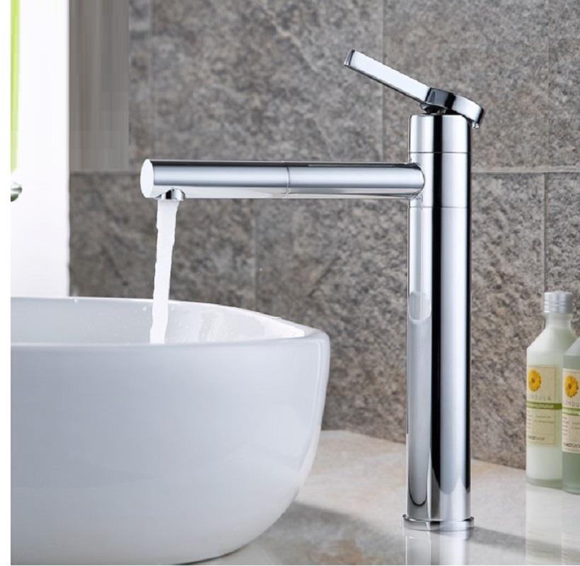 

Basin Mixer Tap 360 Degree Rotate Type Basin Faucet White and Silver chrome Finish Bathroom Faucets Single Hand Bathroom