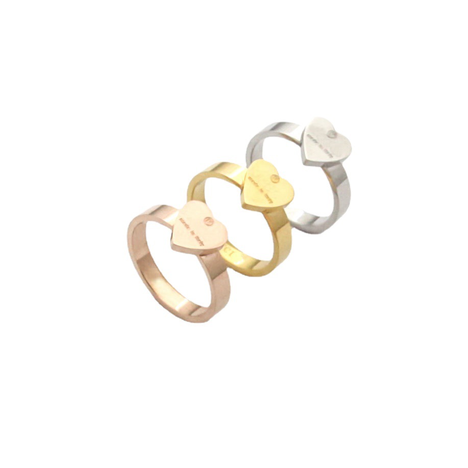 

High Polished Extravagant Simple heart Love Ring Gold Silver Rose Colors Stainless Steel Couple Rings Fashion Women Designer Jewelry Lady Party Gifts