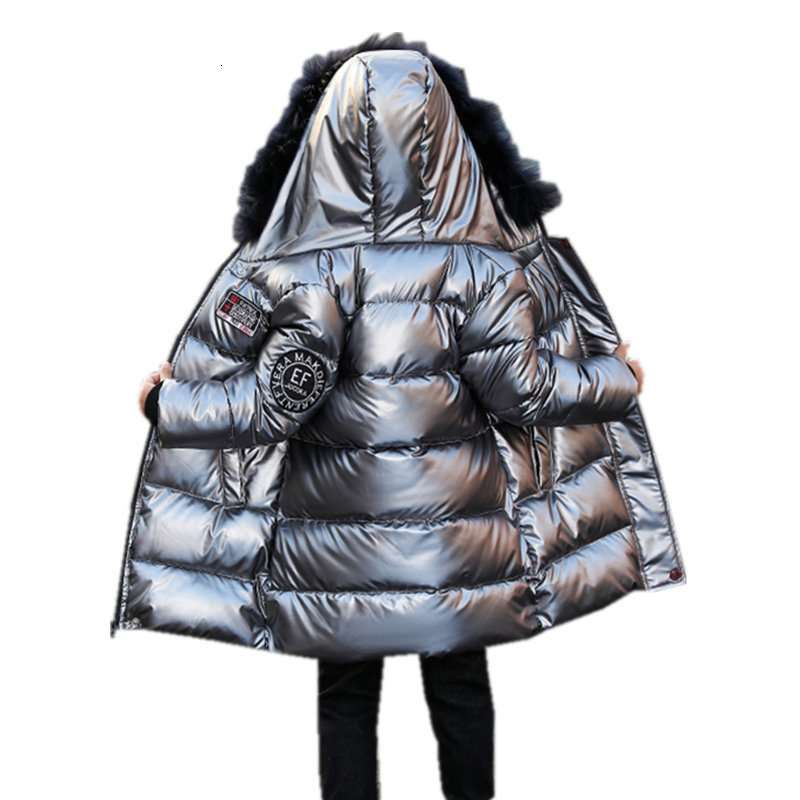 

2021 New Russian Winter Jacket Children Parka for Kid's Clothes Detachable Fur Coat with Proof Dwaterproof Teenage Water Outerwear 6 8 10 2w, Blue;gray