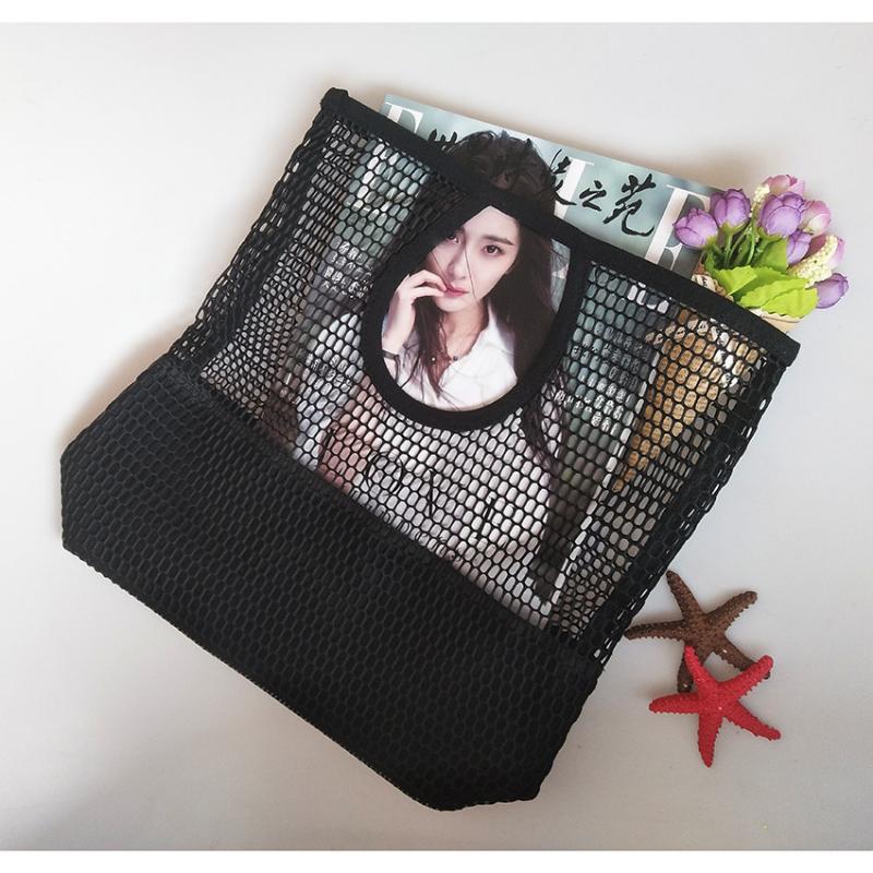 

Evening Bags 2021 Summer Bag Women Handbag Grid Hollow Out Canvas Beach Female Casual Girls Ladies Handbags Mesh Bolsos Mujer, Black