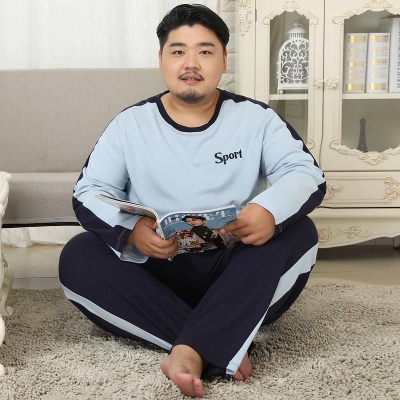 

Men's Sleepwear 5XL Plus Fat Size Cotton Pajamas Set Man Autumn Round Neck Pullover Long Sleeve Casual Loose Home Sleep Pijamas Clothing, Grey