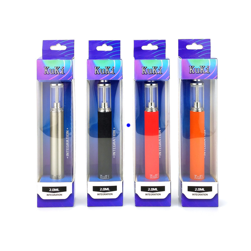

KUKI 2ml Disposable Vape Pen 550mAh Rechargeable Battery 1.8ohm Ceramic Coil Vape Cartridges For Thick Oil