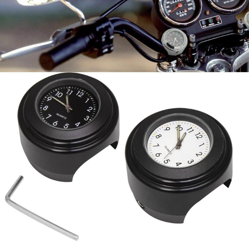

Handlebars Universal Fit 7/8" Waterproof Chrome Motorcycle Bike Handlebar Mount Quartz Clock Watch Aluminum Luminous Moto Accessories
