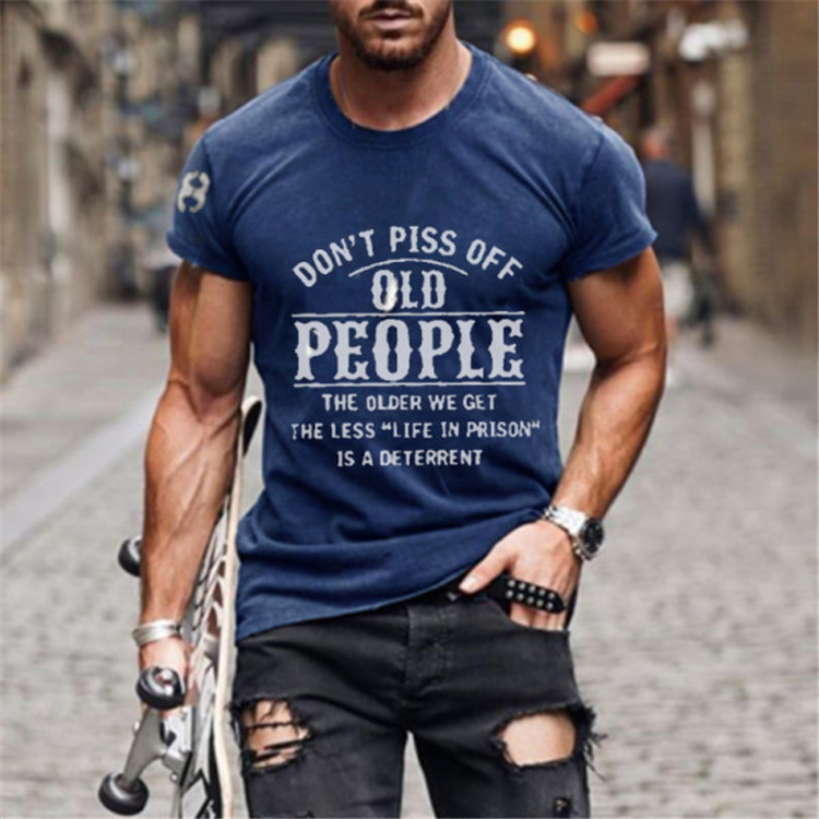 

Casual style 3D printed T-shirt visual impact party shirt punk gothic round neck high-quality American muscle style short sleeves, Blue