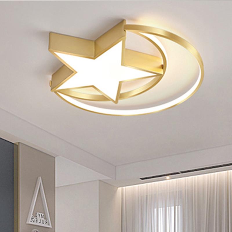 

Ceiling Lights Kids Lamp Led Gold Moon Star Living Room Decoration Luces Para Habitacion Home Lighting Ring Decoracion Hogar Moderno