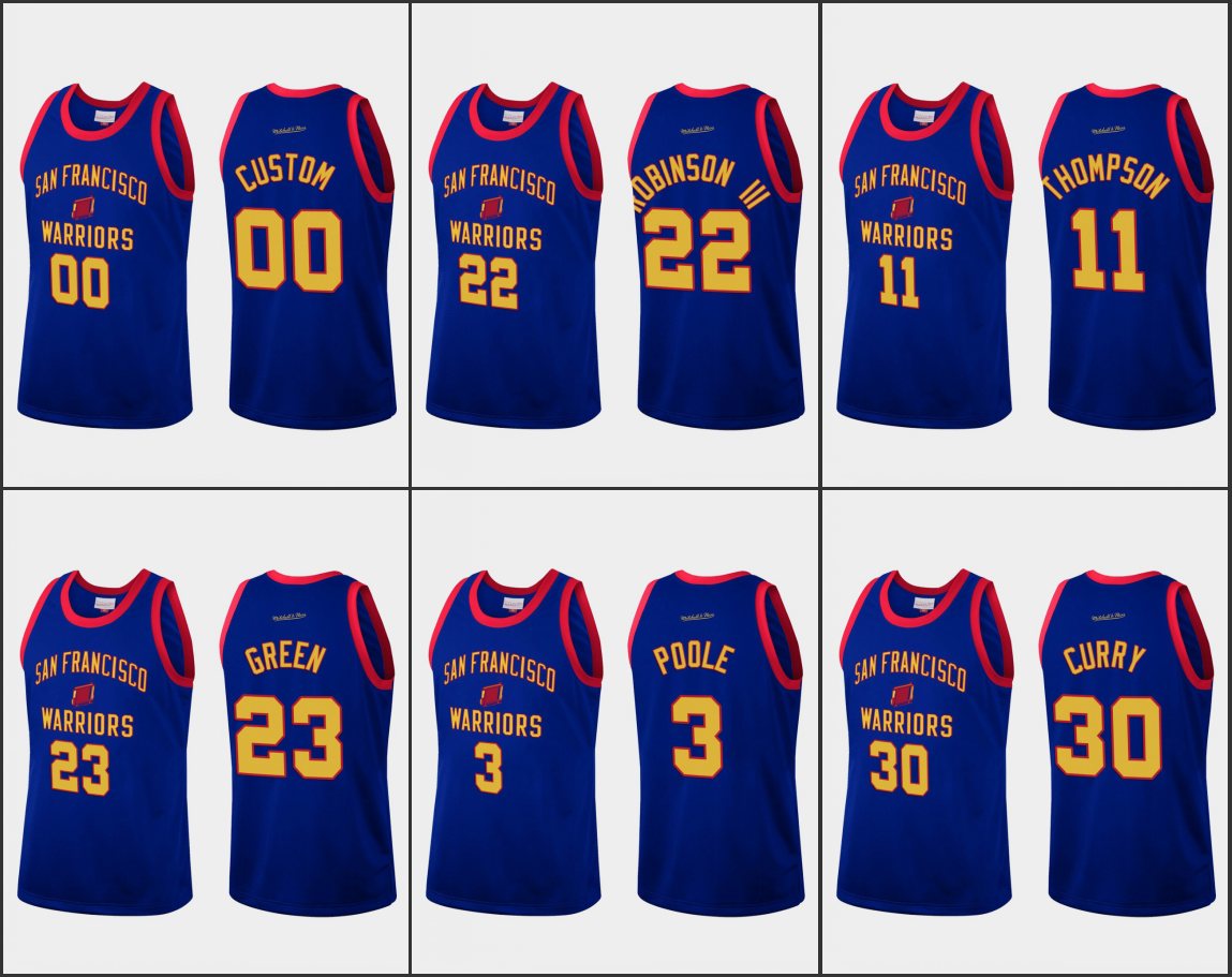 

GoldenStateWarriorsMen KlayThompson Stephen Curry Draymond Green Glenn Robinson III Custom Team Heritage Jersey Mitchell & Ness