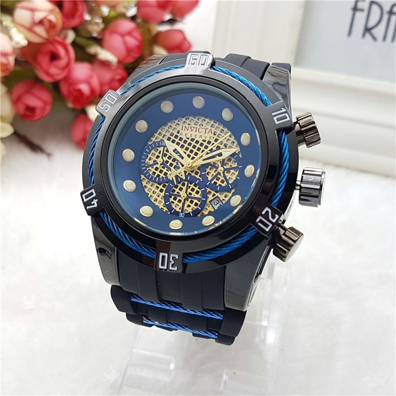 

Sports Casual Calendar Quartz Men's Watch INVICTA Royal Oak Steel Wire Large Dial All hands can be operated, Slivery;brown