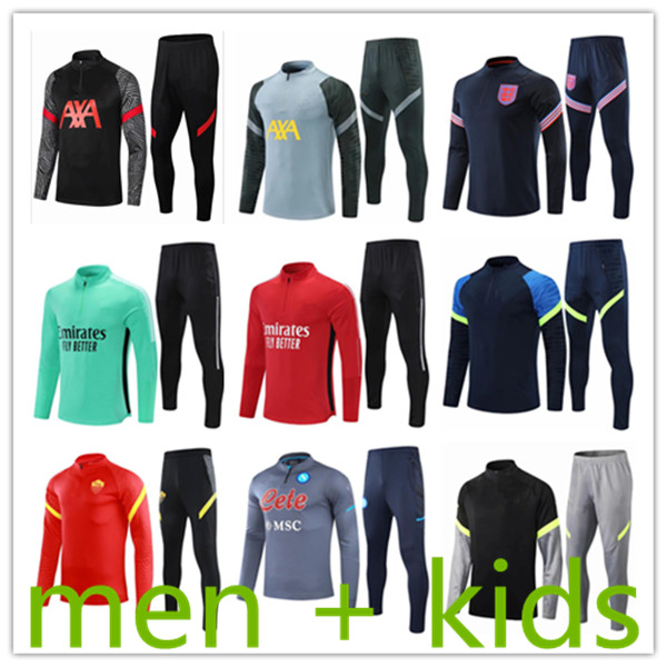 

21 22 kids + men s mens designers tracksuits soccer football training suits tracksuit survetement foot hommes chandal futbol enfant Retro