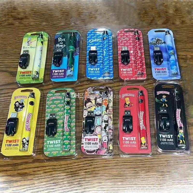 

Newest Cook Runt Backwoods Twist Battery 1100mAh Preheat VV Vape Pen Battery Usb Charger Kit For 510 Thick Oil Cartridge